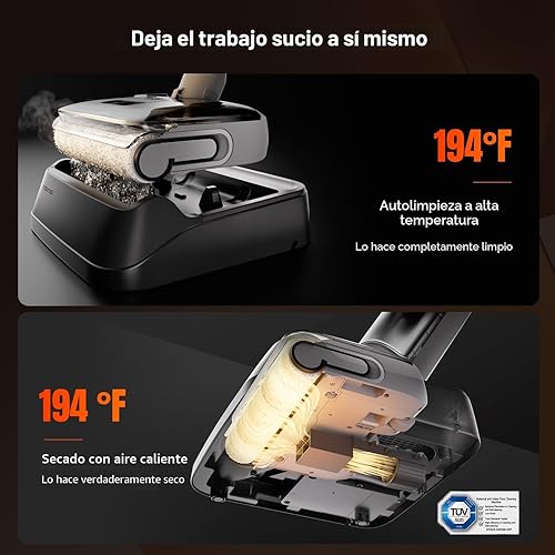 Miniatura 4 de roborock F25 GT Aspiradora Trapeadora Todo en Uno, Aspiradora en Seco y Húmedo Inalámbrica, 20000Pa Máquina Limpiadora de Pisos para Baldosas Madera