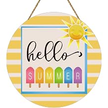 Summer Decorations for Home Hello Summer Door Decor Popsicle Sun Hanging Decorations Wooden Front Door Hanger Hanging Sign for Office Porch Wall Indoor Home Decor