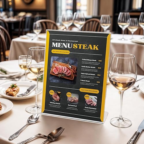 Miniatura 5 de Paquete de 3 soportes acrílicos para letreros de 8.5 x 11 pulgadas, soporte de exhibición transparente, soporte vertical en forma de L, soporte de