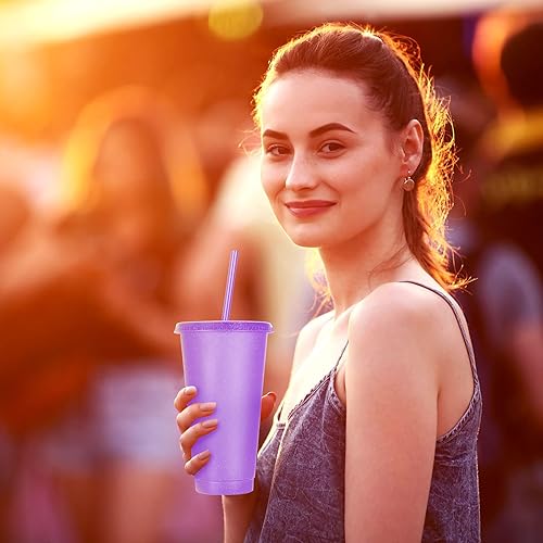 Miniatura 5 de Honeydak Vaso con popote y tapa botella de agua a granel taza de viaje para café helado tazas de plástico reutilizables para fiestas cumpleaños