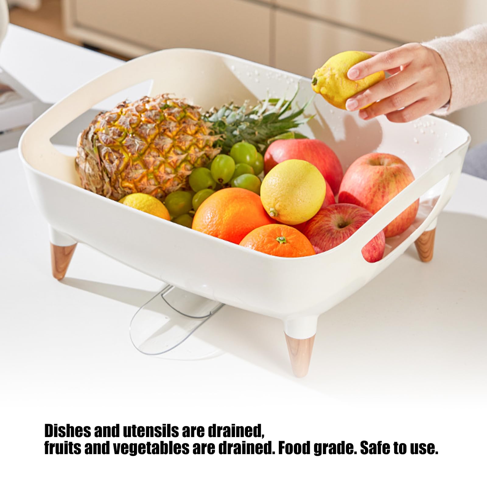 Organizadores de cocina multifuncionales con boquilla de drenaje y escurridor de gran capacidad para platos, cubiertos, vasos, escurridor