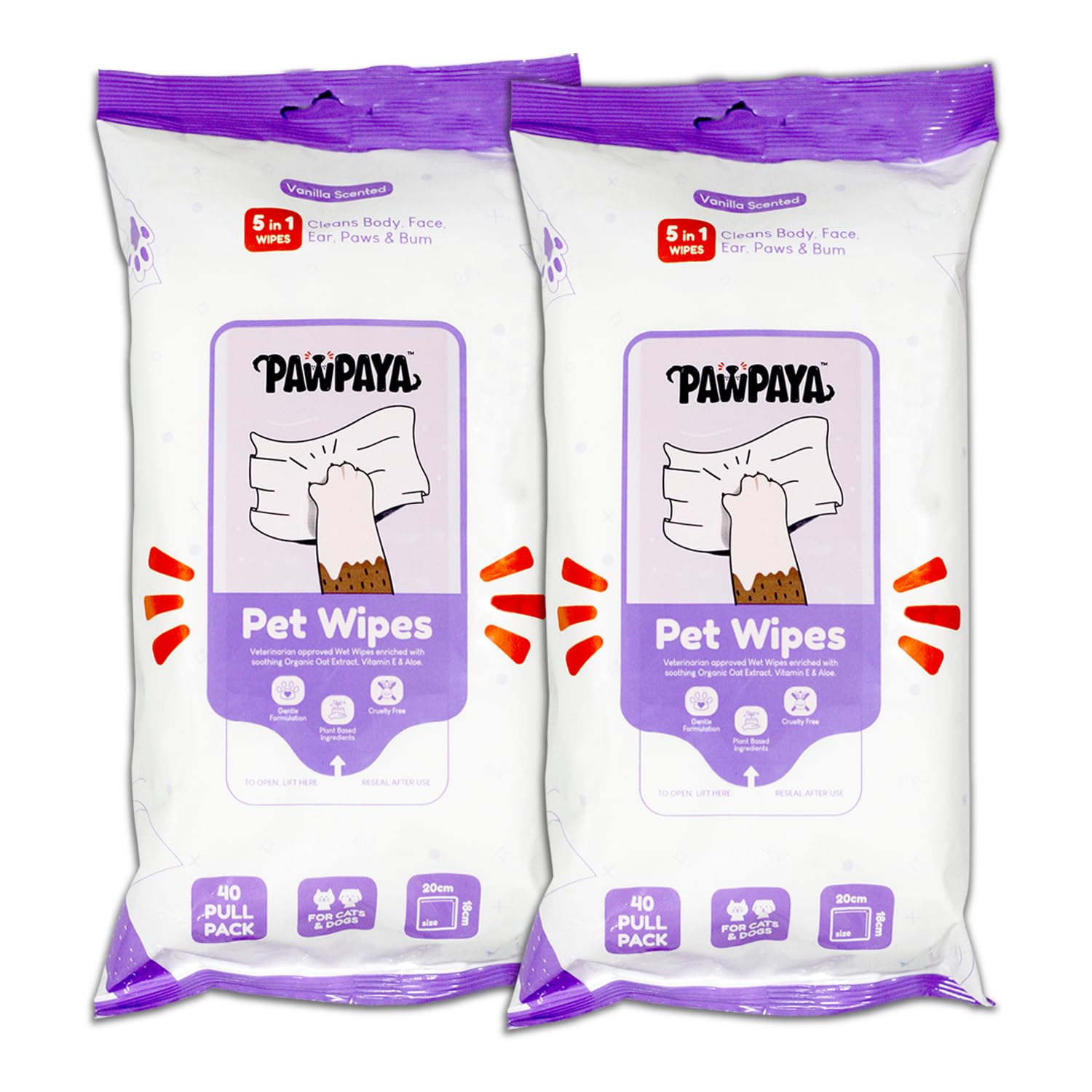 Pack of 2 Pawpaya Every Day Pet Wipes Made for All Cats and Dogs Safe for Daily Use Made Form Plant-Based Ingredients 5 in 1 Cleaning Wipes Alternative for Bath 40 Pull Pack - Pack of 2 (B0BKT8V11S) Amazon Price History, Amazon Price Tracker