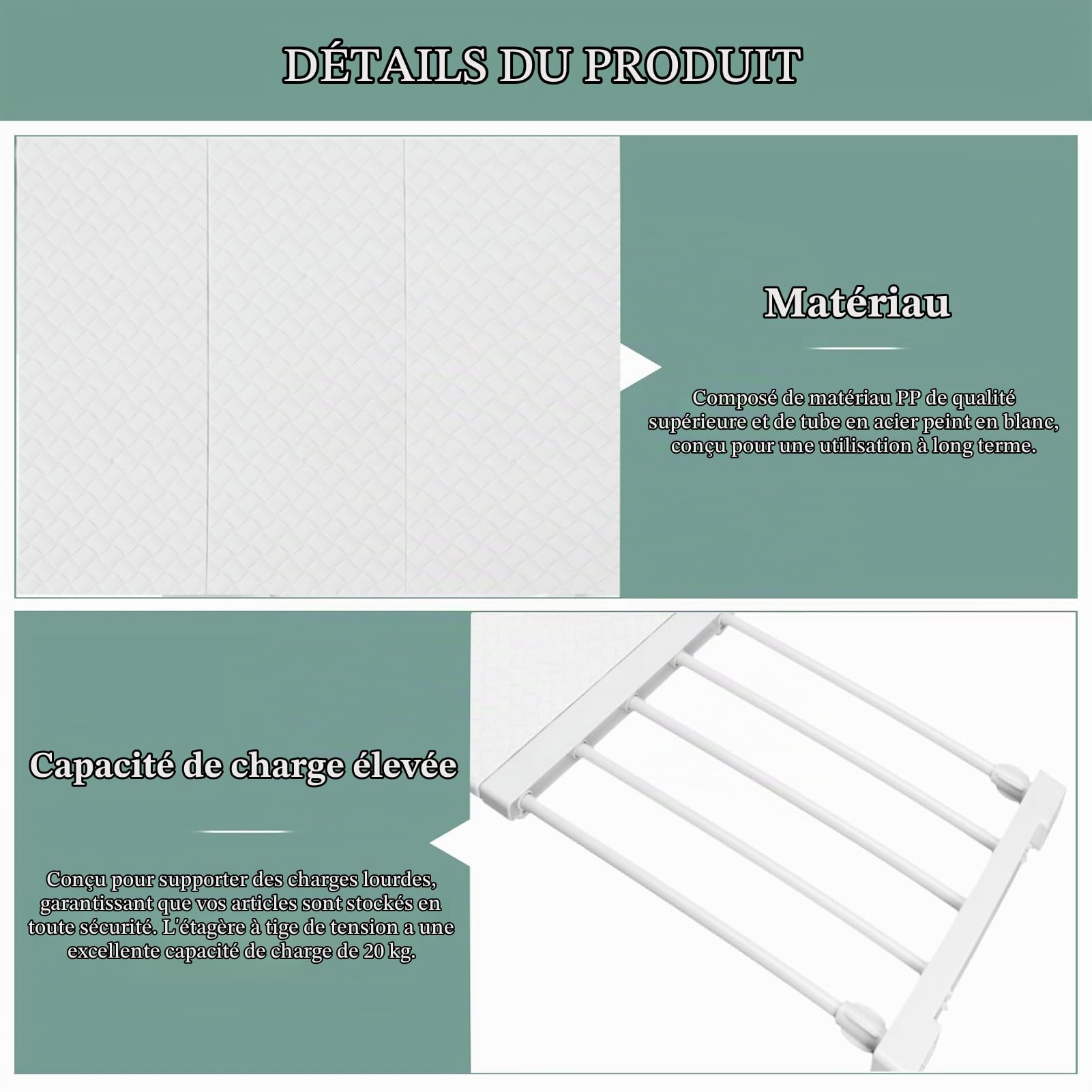 Mumusuki Étagère de Rangement Extensible pour Placard à Vêtements, Diviseurs de Garde-robe Réglables, Séparateur de Tension pour Armoire, Armoire, Salle de Bain, Cuisine, Bibliothèque