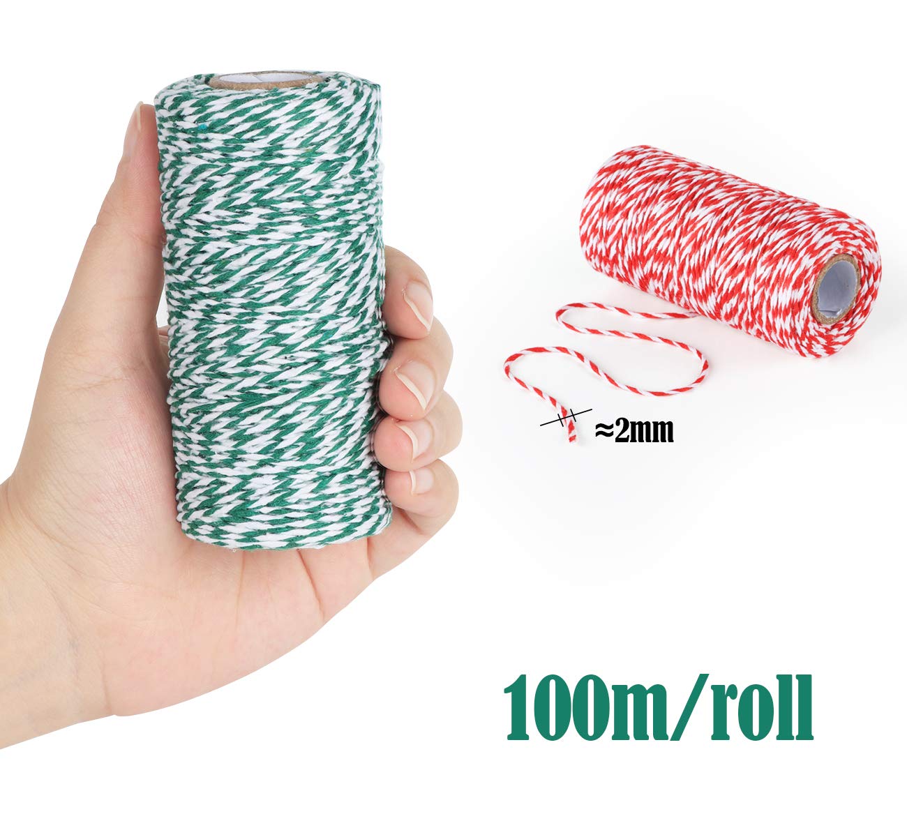 100 M Baumwollgarn – Lila & Weiß, 2 Mm Stark, Auf Spule – Zum Geschenke Verpacken, Backen & Basteln