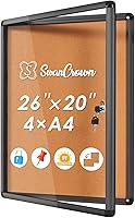 Vista 16 de SWANCROWN Tablero de anuncios cerrado a prueba de manipulaciones, tablero de información segura con puerta de acrílico, 26 x 20 pulgadas (4 x A4)