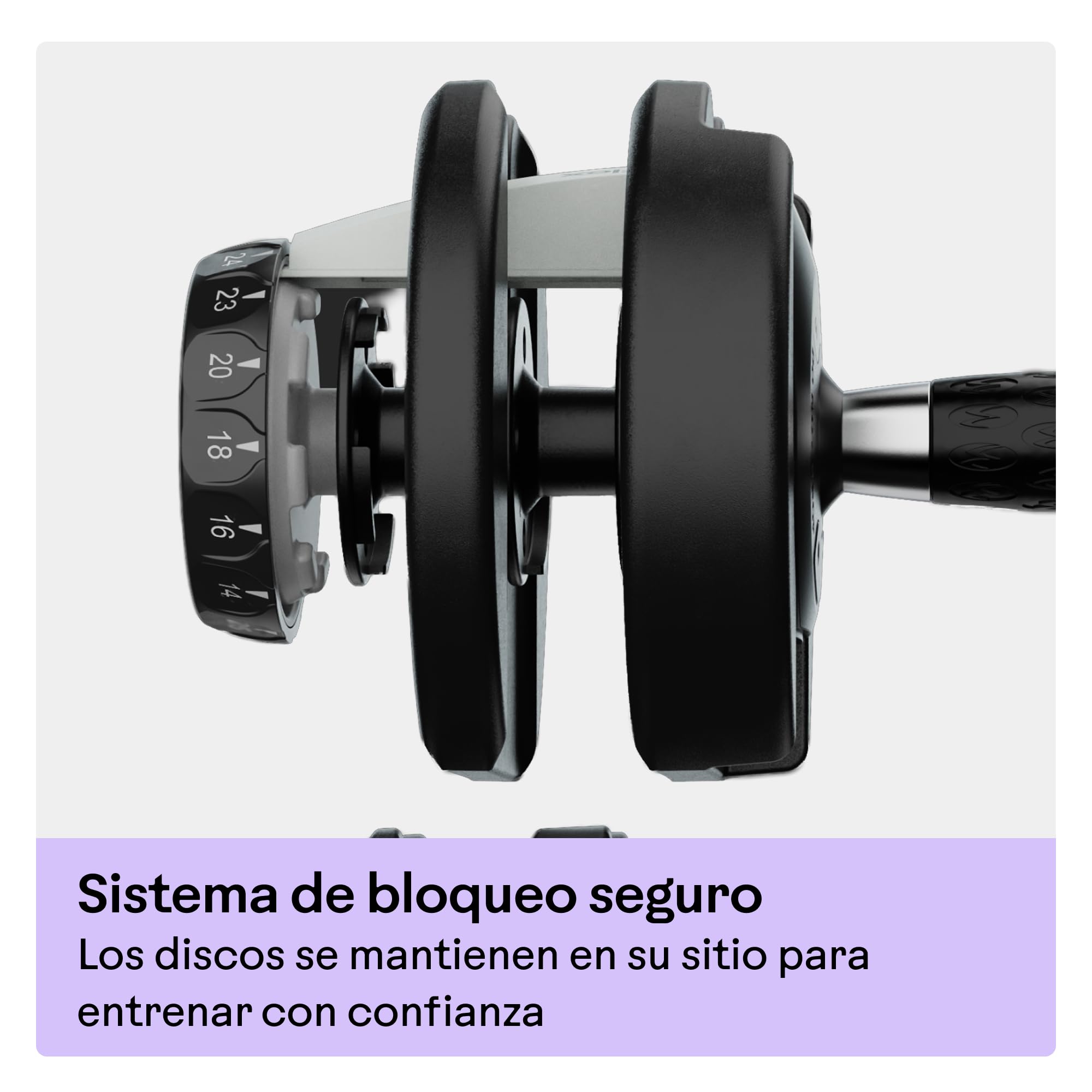 Bowflex SelectTech 52 Par de Mancuernas Ajustables, 2–24 kg Cada Una, Selección rápida patentada con dial, Pesas Compactas Para Home Gym, Compatible Con JRNY