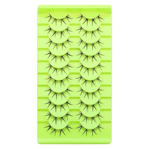 Miniatura 8 de outopen 10 pares de pestañas postizas de aspecto natural, delgadas, esponjosas y naturales (A04, pestañas de manga de 10 a 0.472 in)