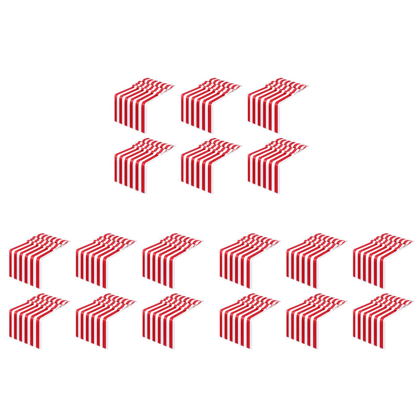 Lot de 18 chemins de table rayés en polyester - Décoration de table de mariage - Rouge et blanc - 12 x 108 cm