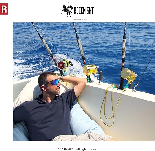 Miniatura 2 de ROCKNIGHT Gafas de sol polarizadas UV de pesca para hombre, para navegar, deportes al aire libre, gafas de sol azules espejadas, envoltura TR90,