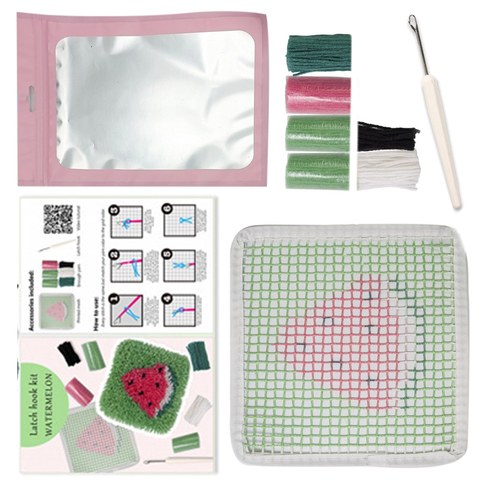 Qsvbeeqj Latched Hook Kits Coasters Knitting Kits Fruit Coasters Making Kits Latched Hook Coasters Kits For Starter Adults Children