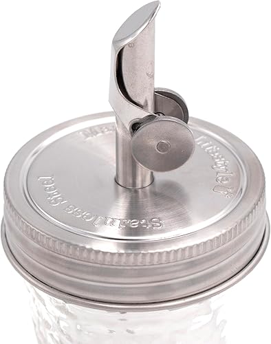 Miniatura 7 de Mason Jar Lifestyle Paquete de 2 tapas de acero inoxidable de boca regular para verter aceite