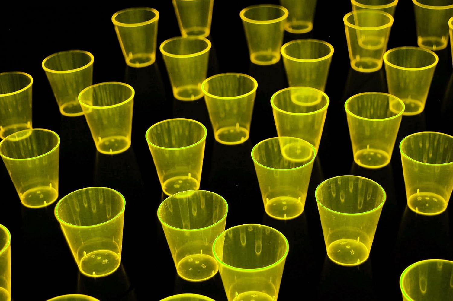 DirectGlow 2oz Neon UV Blacklight Reactive Glow Party Shot Glasses (50-Count, Yellow)