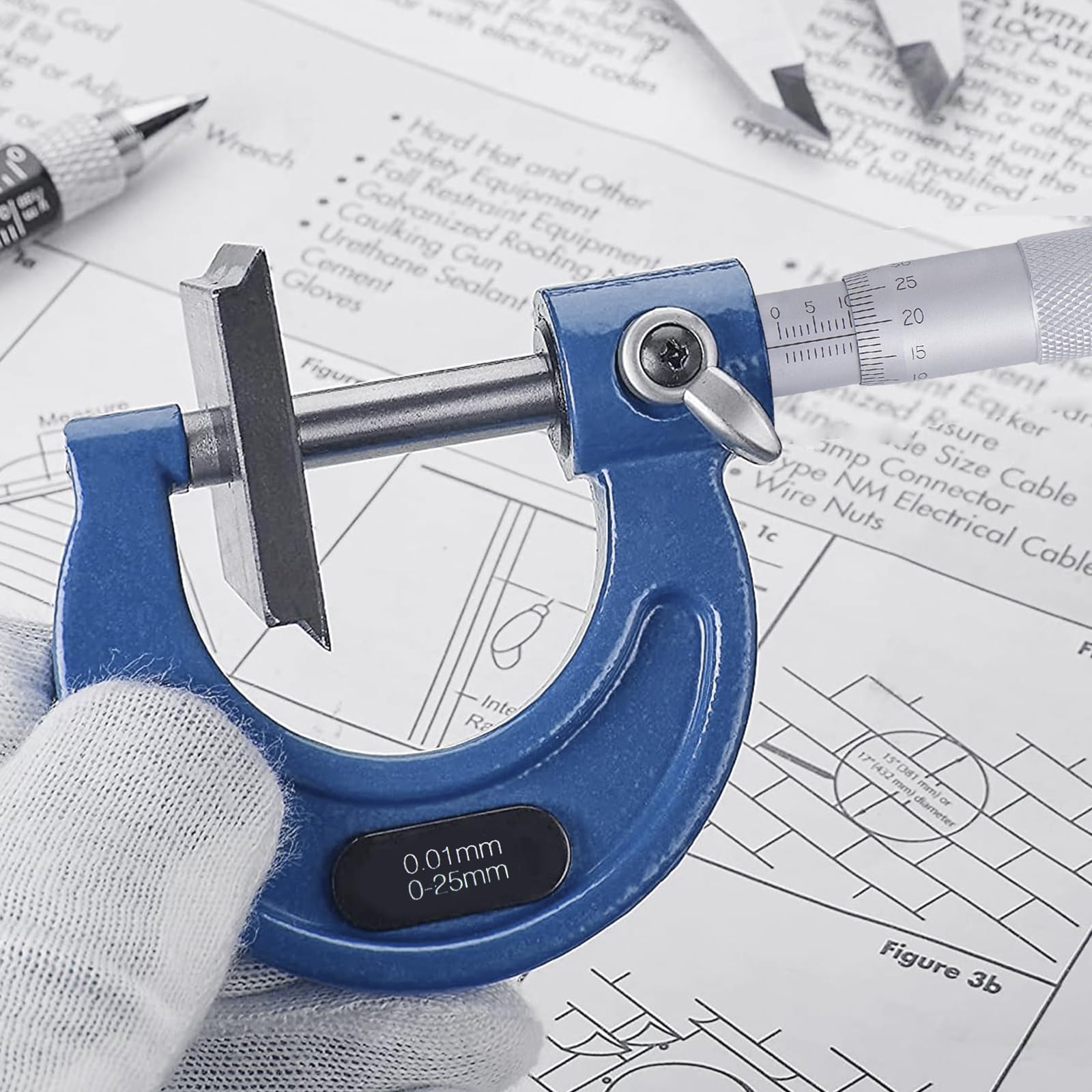 Bügelmessschraube 0.01mm Auflösung, Messbereich 0-25mm, Hochpräzise Messung Messschraube, Mikrometer Metrischer Außen Bremssattel mit Nullpunkteinstellung Schraubenschlüssel