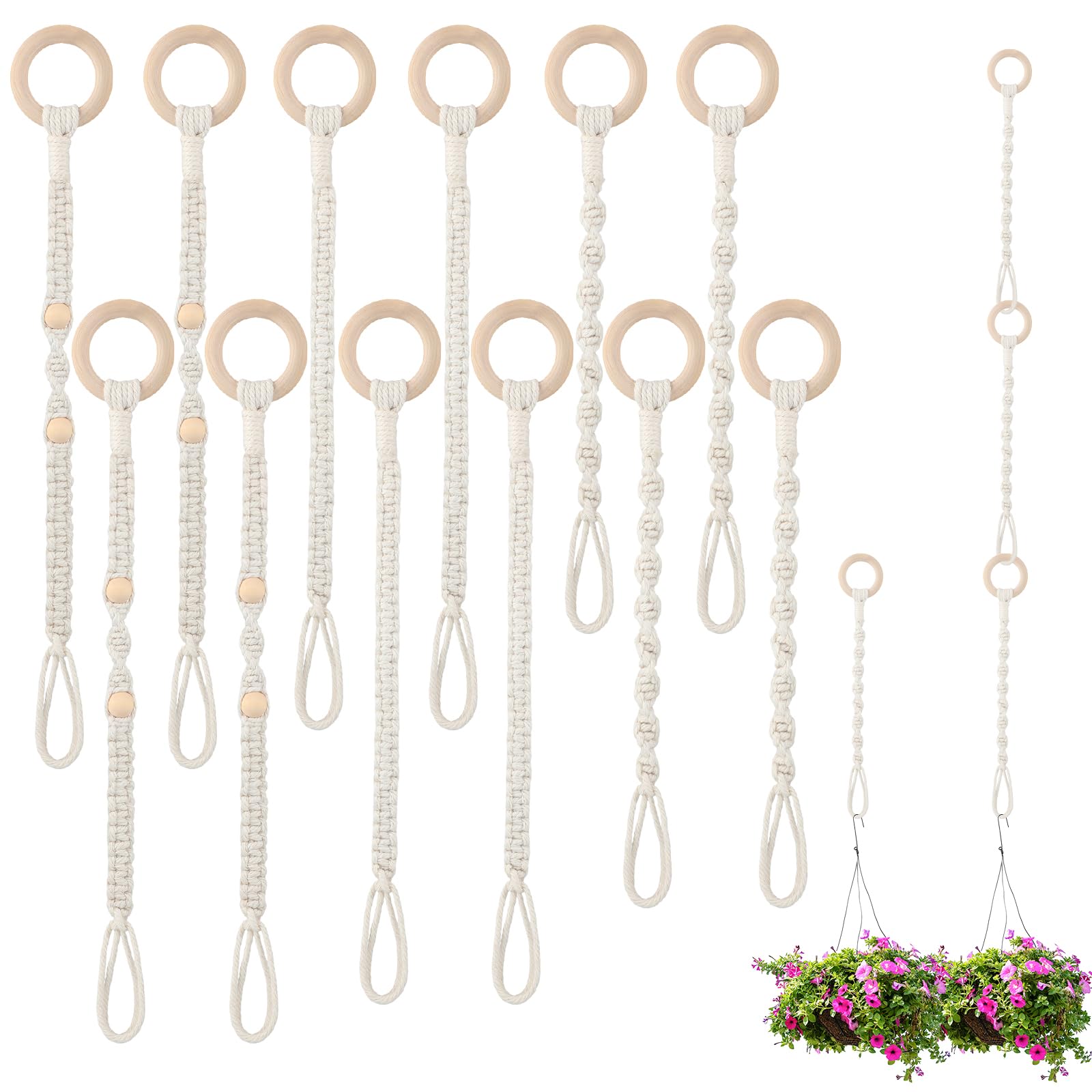 Windyun 12 Pack Connectable Macrame Extender for Hanging