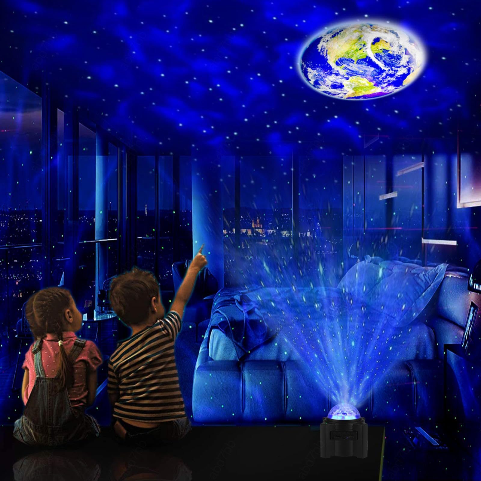 VIDECOR Proyector de Luces LED para Dormitorio, Control Remoto y Altavoz Bluetooth de Ruido Blanco, Modos de Luz Nocturna para Habitación de Niños, Cine en Casa para Adultos, Fiesta,