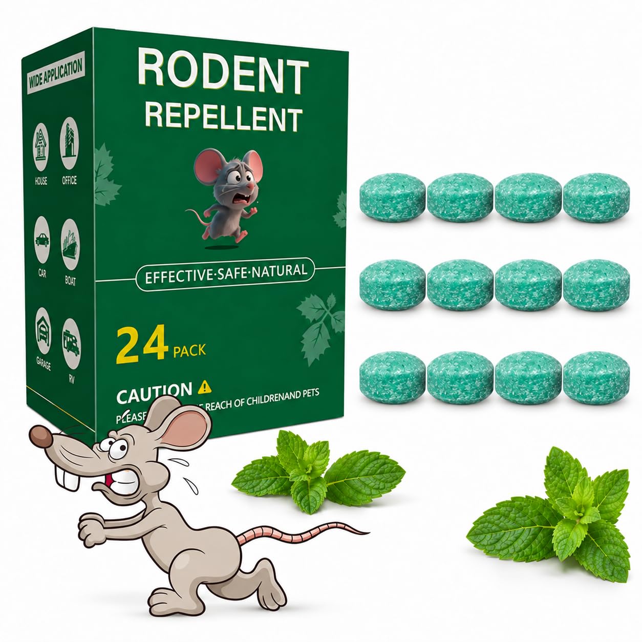 Mintguard Rodent Deterrent, Peppermint Oil Pest Control for Mice, Rats, Squirrels & Spiders – Safe for Pets & Family – Long-Lasting Indoor & Outdoor Protection for Garage, Garden, Attic (12 Pack)