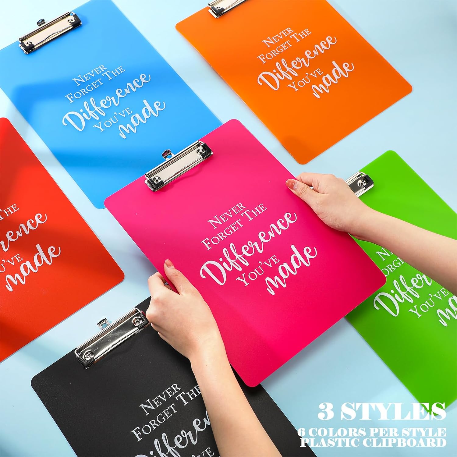 Thyle 36 Pcs Employee Appreciation Gift Inspirational Plastic Clip Board Colored Clipboard with Low Profile Clip for School Office Teacher Coworker Team Employee, 12.4 x 8.86 Inches