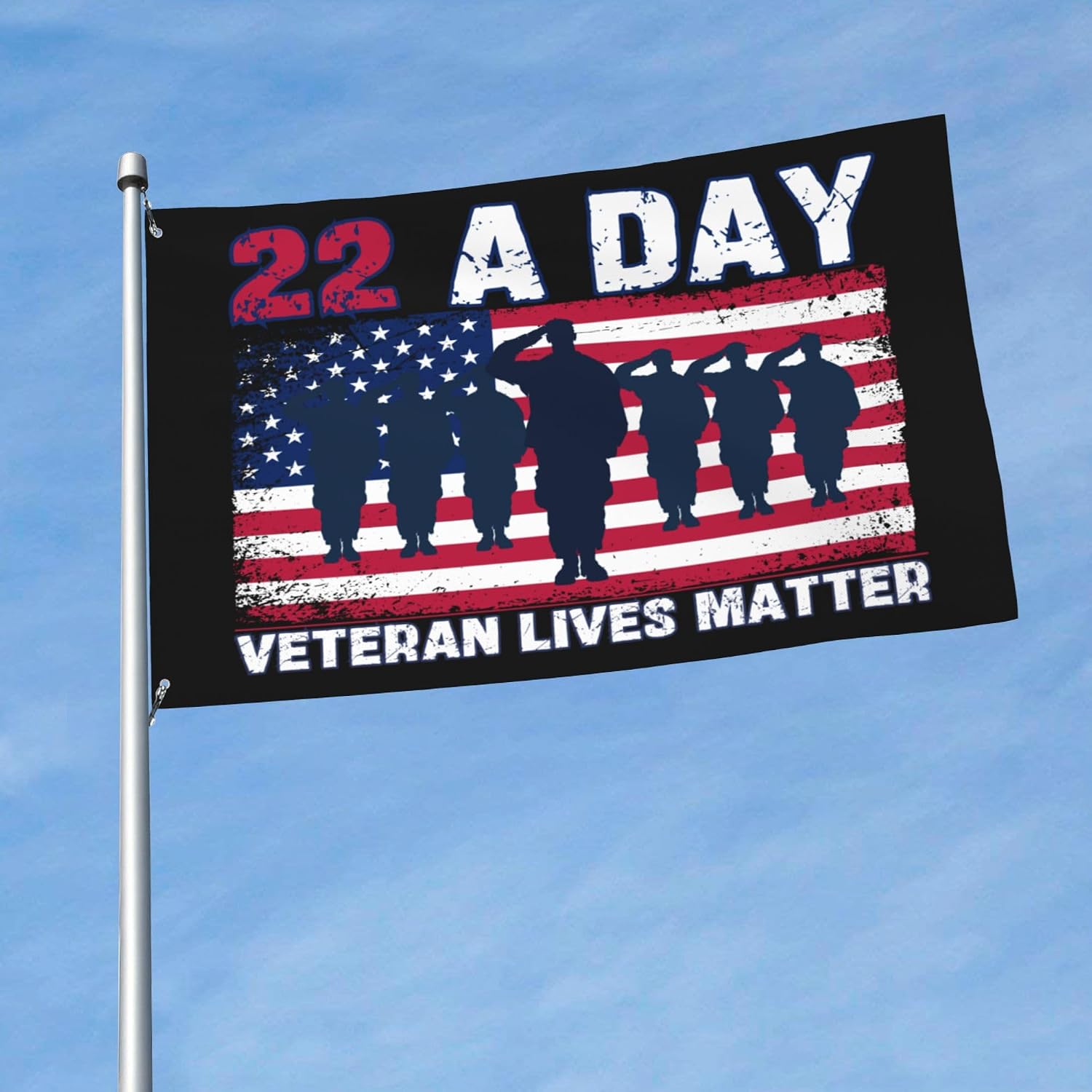 22 A Day Veteran Lives Matter Flag 3x5 Veterans Day 4th Of July Independence Day Memorial Day Flag 3x5 Outdoor Yard Flag House Banner Sign With 2 Metal Eyelets No Flagstand image 2