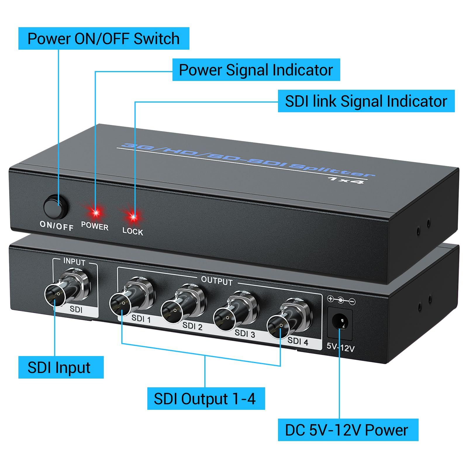 Splitter SDI Digitale 1 IN 4 OUT LiNKFOR - Supporta SD/HD