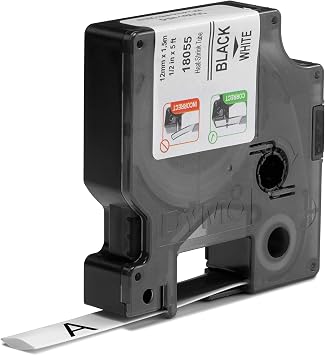 DYMO Rhino Industrial Heat-Shrink Labels 1/2 Tube Black Print on White