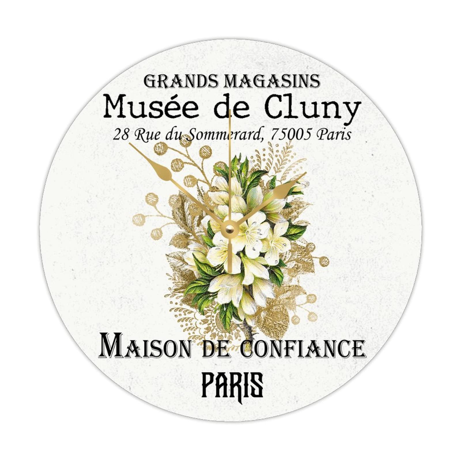 Horloge murale vintage en bois bouquet de fleurs colorées romantique