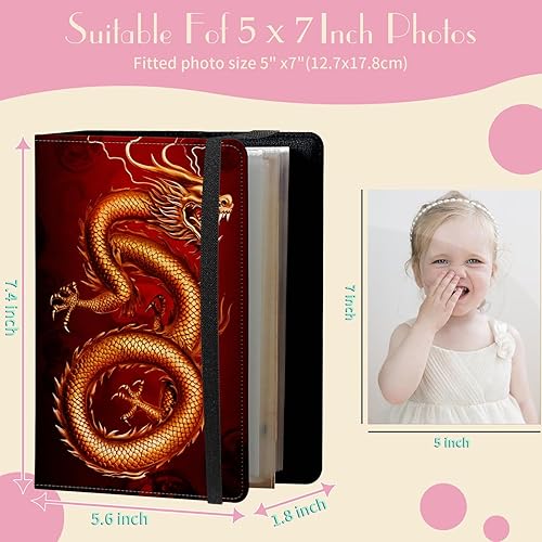 Miniatura 9 de Álbum de fotos de 5 x 7 pulgadas, capacidad para 60 fotos, cubierta de piel sintética, álbum de fotos con banda elástica fuerte, álbum de fotos