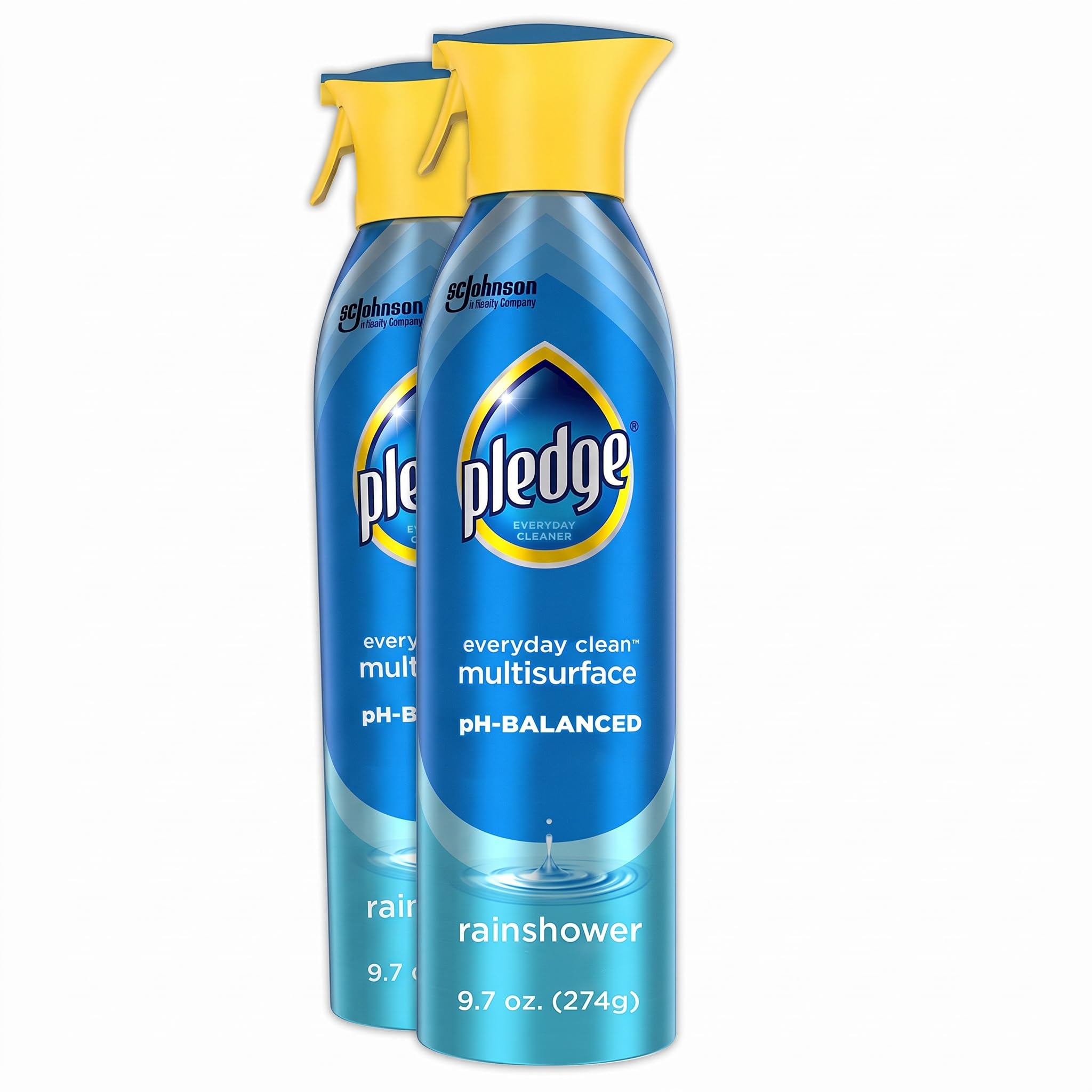 Pledge pH-Balanced Multisurface Spray, Gently Clean 101 Surfaces, Remove Dust and Messes, No Residue - Rainshower Scent, 9.7oz, Pack of 6