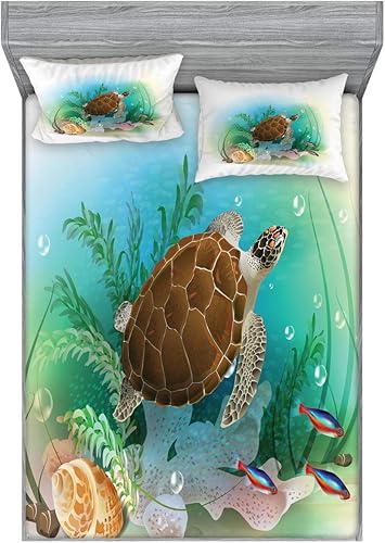 Miniatura 185 de Ambesonne Juego de sábanas bajeras y fundas de almohada, diseño retro de los videojuegos con botones de joystick vintage de los años 80 y 90, diseño