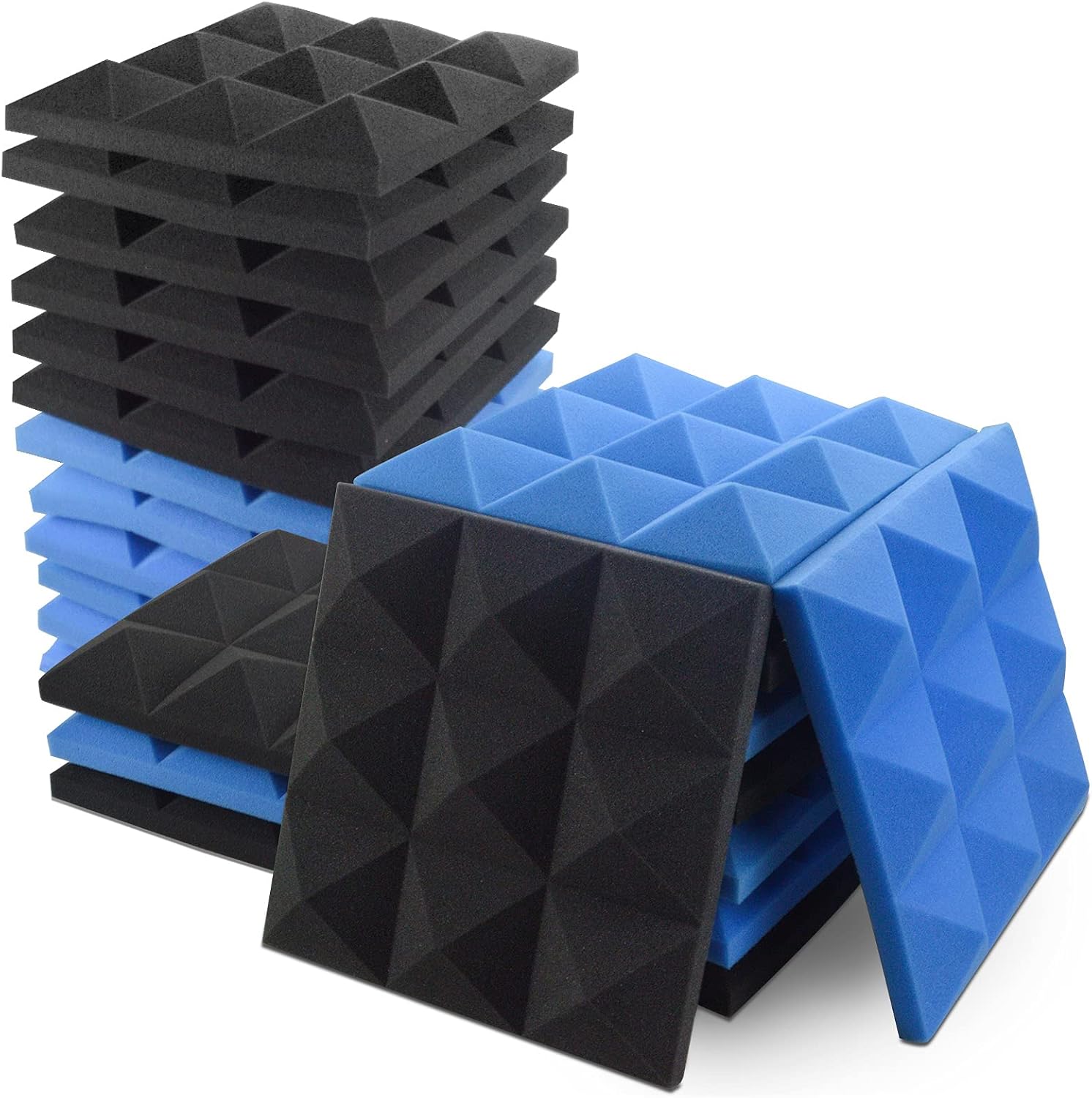 JUSONEY 24 Pack 2"x12"x12" Acoustic Foam Panels-Sound Proof Foam Panels,Fireproof&High Density Soundproof Foam Panels Work for Wall,Soundproofing Wedges for Studio & Office Decreasing Noise and Echoes