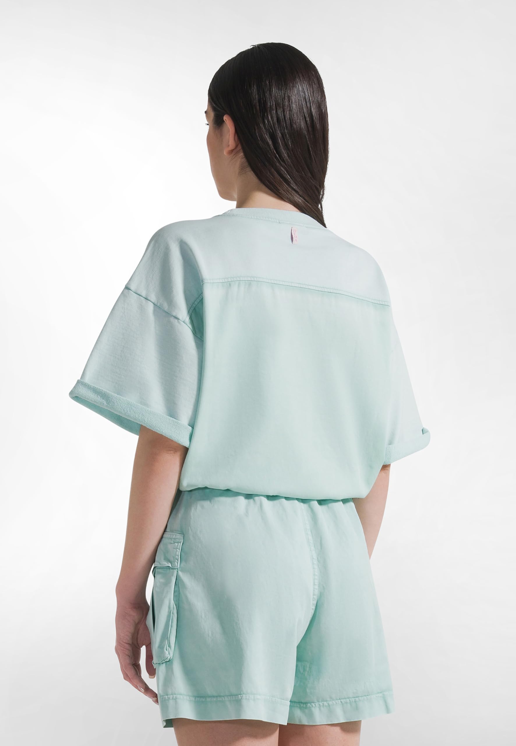 DEHA - Felpa Faded Sweatshirt Combined with Lyocell Twill in Cotone per Donna
