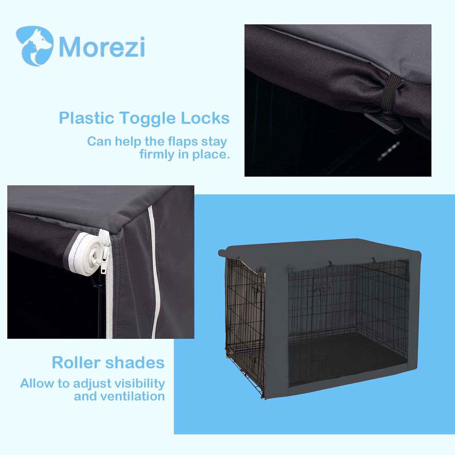 Dog Crate Cover for Wire Crates Kennel 2 Doors Heavy Duty Waterproof Windproof Soundproof Pet Cage Cover Home Decoration - Cover only - Dark Grey - Fits 36 Inch Crates