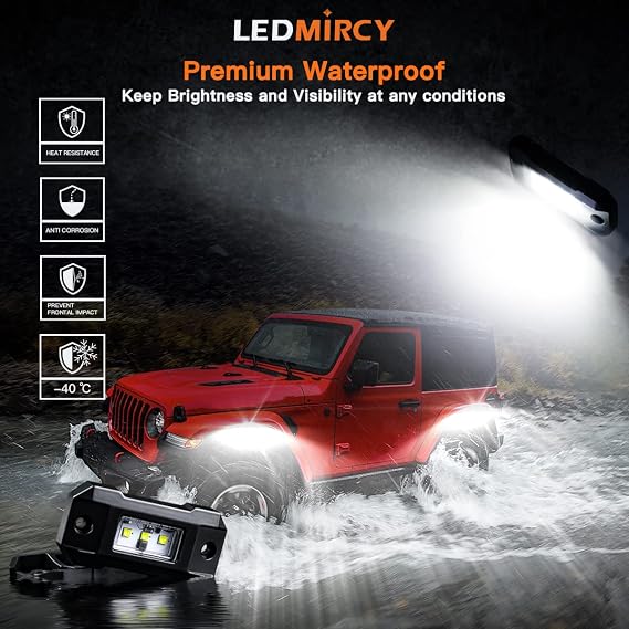 LEDMIRCY Rock Lights, R4 White Rock Lights 12PCS for Off Road Trucks