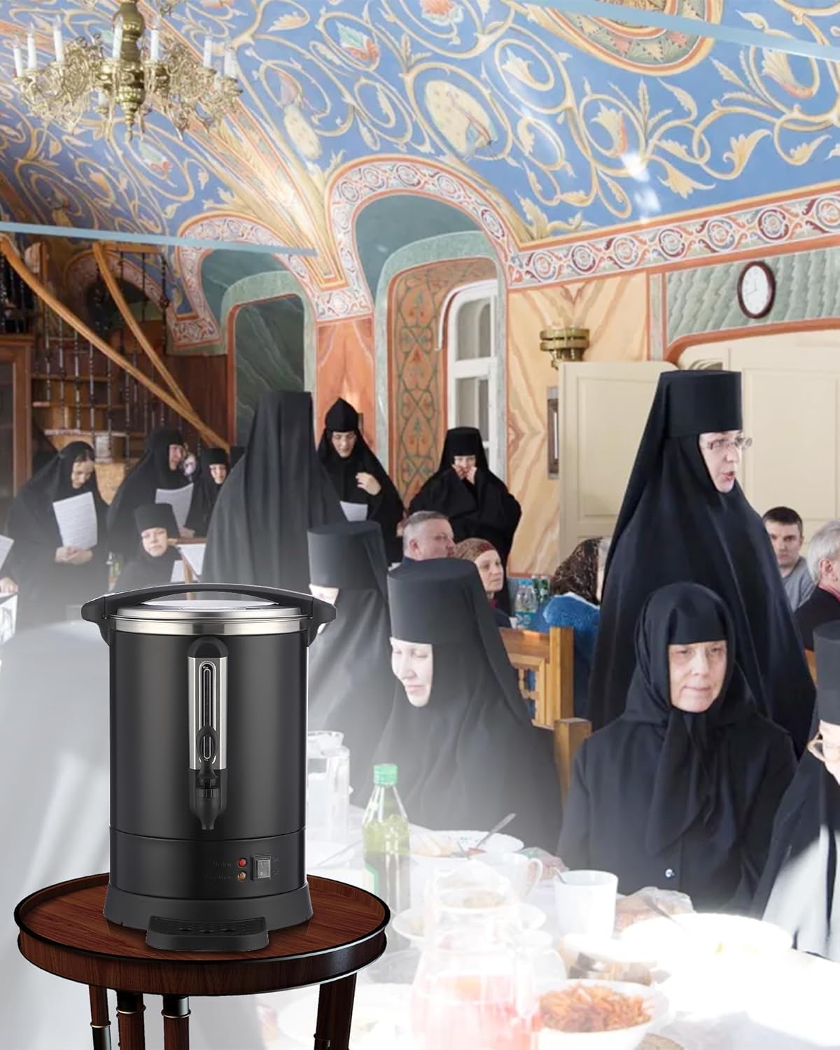 Amenitlif Coffee Urn (14L) - Commercial Hot Water Urn With Percolator, Stainless Steel,2-Way Spigot, Large Capacity Thermal Beverage Server for Parties, Restaurants, Church Events