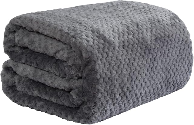 Dreamscene Luxury Waffle Honeycomb Soft Warm Throw Over Sofa Bed Blanket - 200 x 240cm - Charcoal Grey