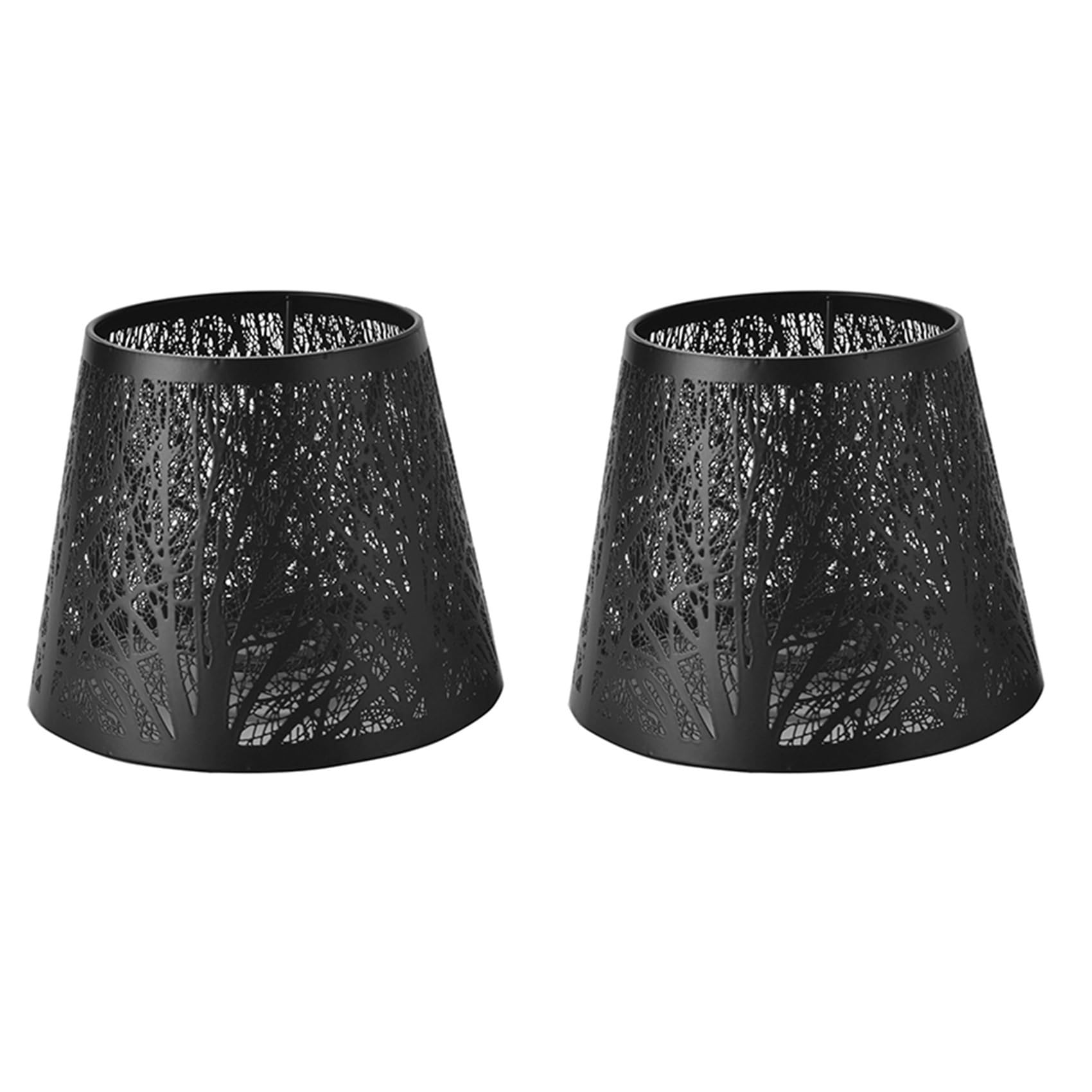 Hndhbfgrt 2X Small Lamp Shade, Metal Lampshade with Pattern of Trees for Table Chandelier Wall Lamp Black