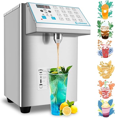 YJINGRUI Dispensador de fructosa, máquina de fructosa de acero inoxidable cepillado, máquina dispensadora de jarabe (8.5L 110V 16Groups)