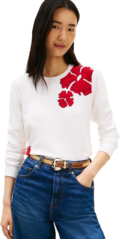 Women's Cotton Crew Neck Sweater Knit Sweater Pullover