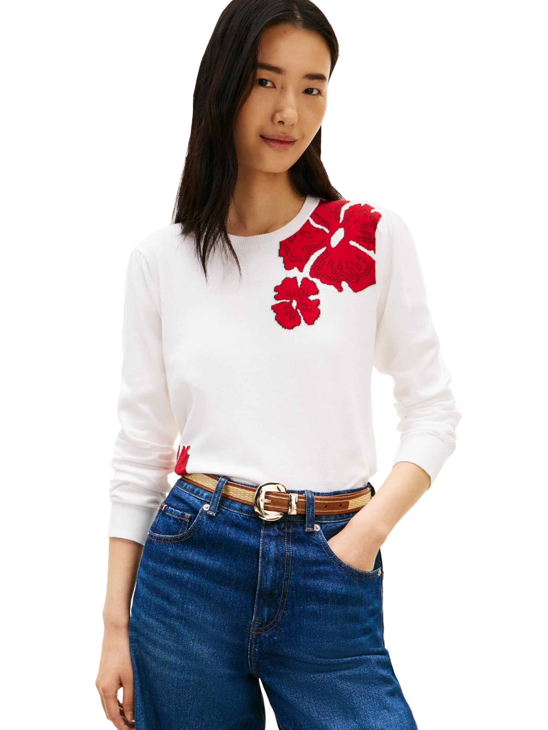 Women's Cotton Crew Neck Sweater Knit Sweater Pullover