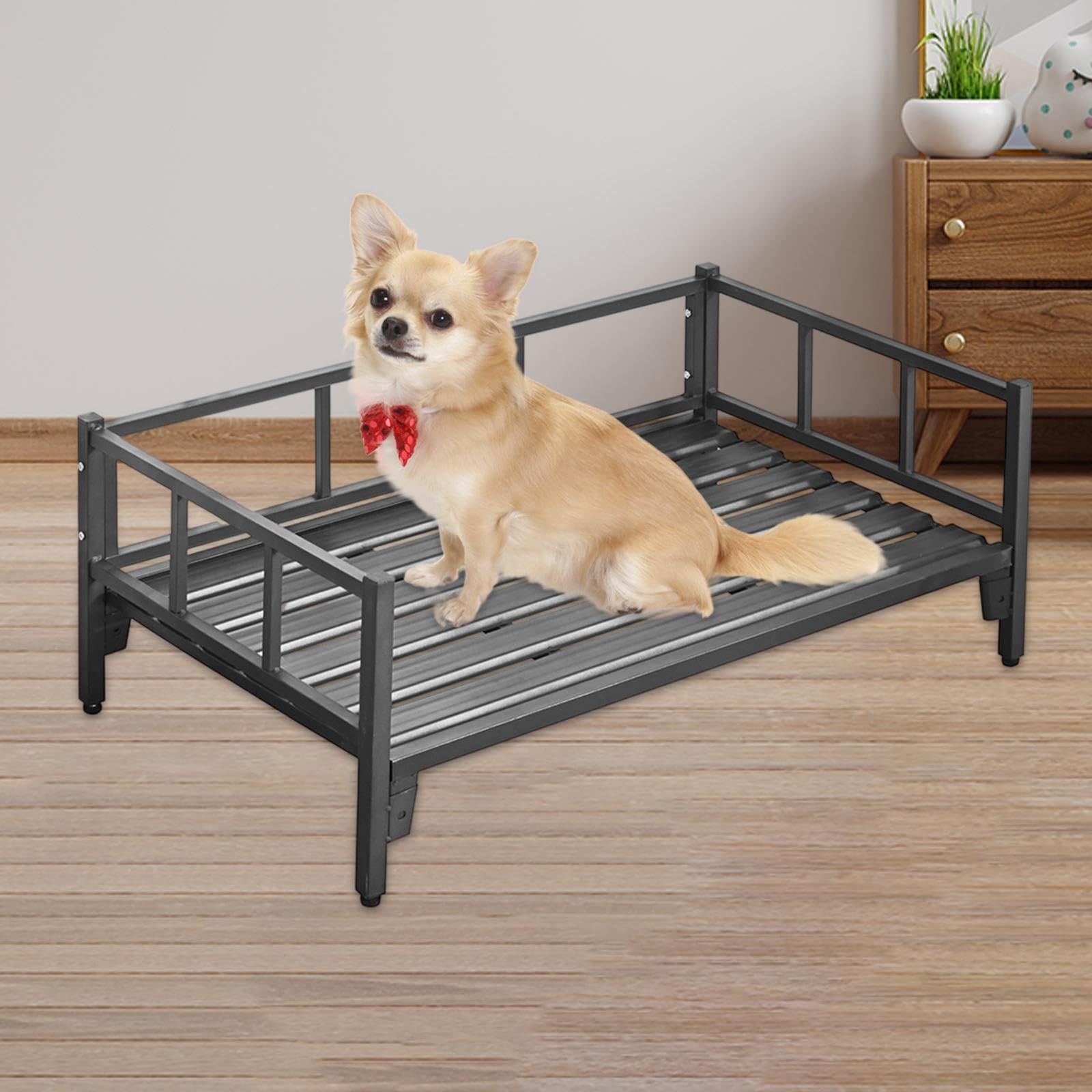Accesorios para Cama Elevada para Perros: Antideslizante, Multifuncional, Cómoda, Resistente, Altura Ajustable, Acero Al Carbono, Negro
