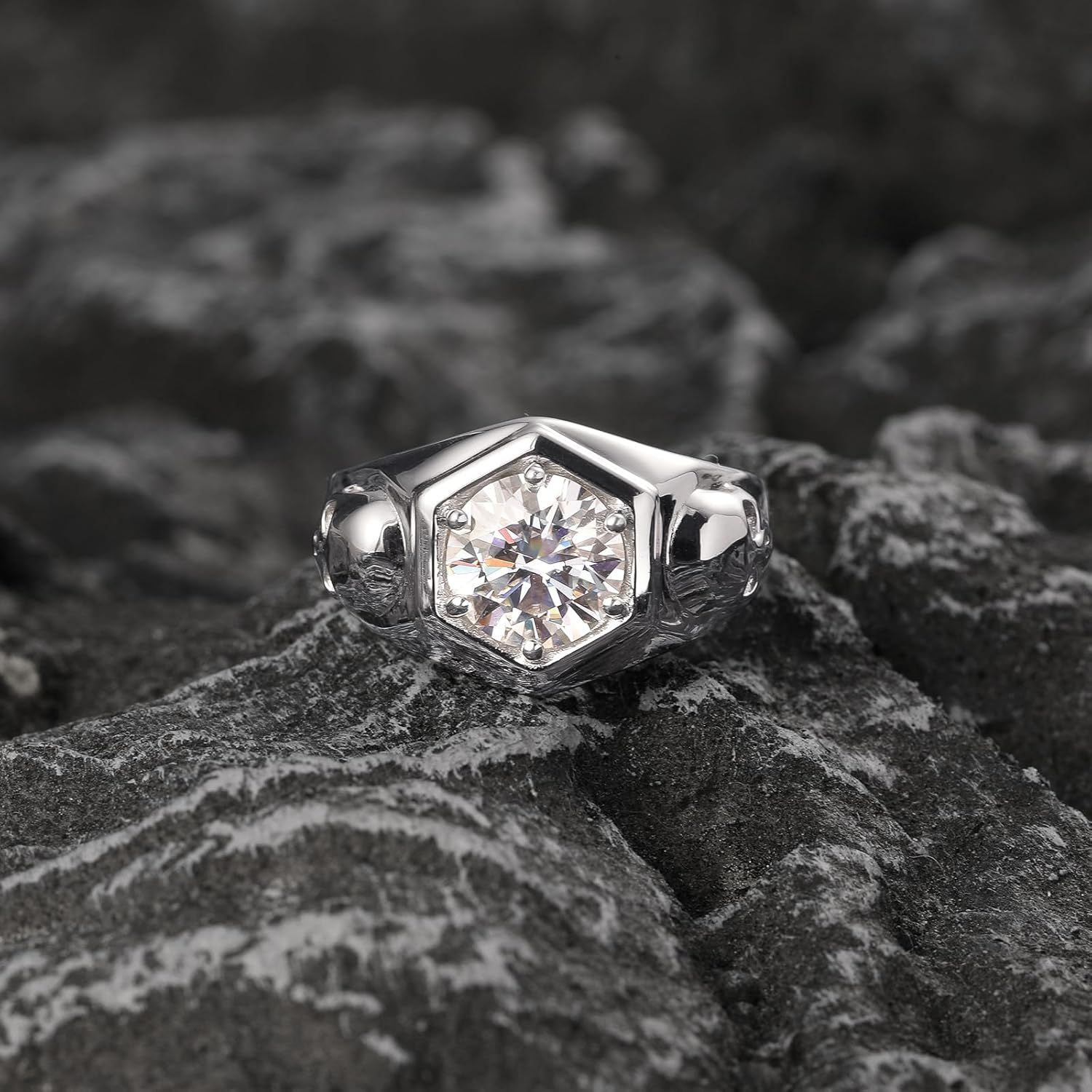 3CT Moissanite Engagement Rings for Men, D Color VVS1 925 Sterling Silver Skull Design Ring, Wedding Promise Anniversary Birthday Gift for Him