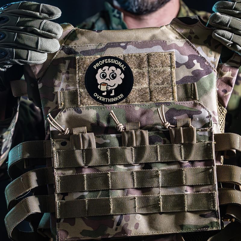 Hook and Loop Embroidered Morale Patch – “Professional Overthinker Panda White” Humor Statement Badge image 3