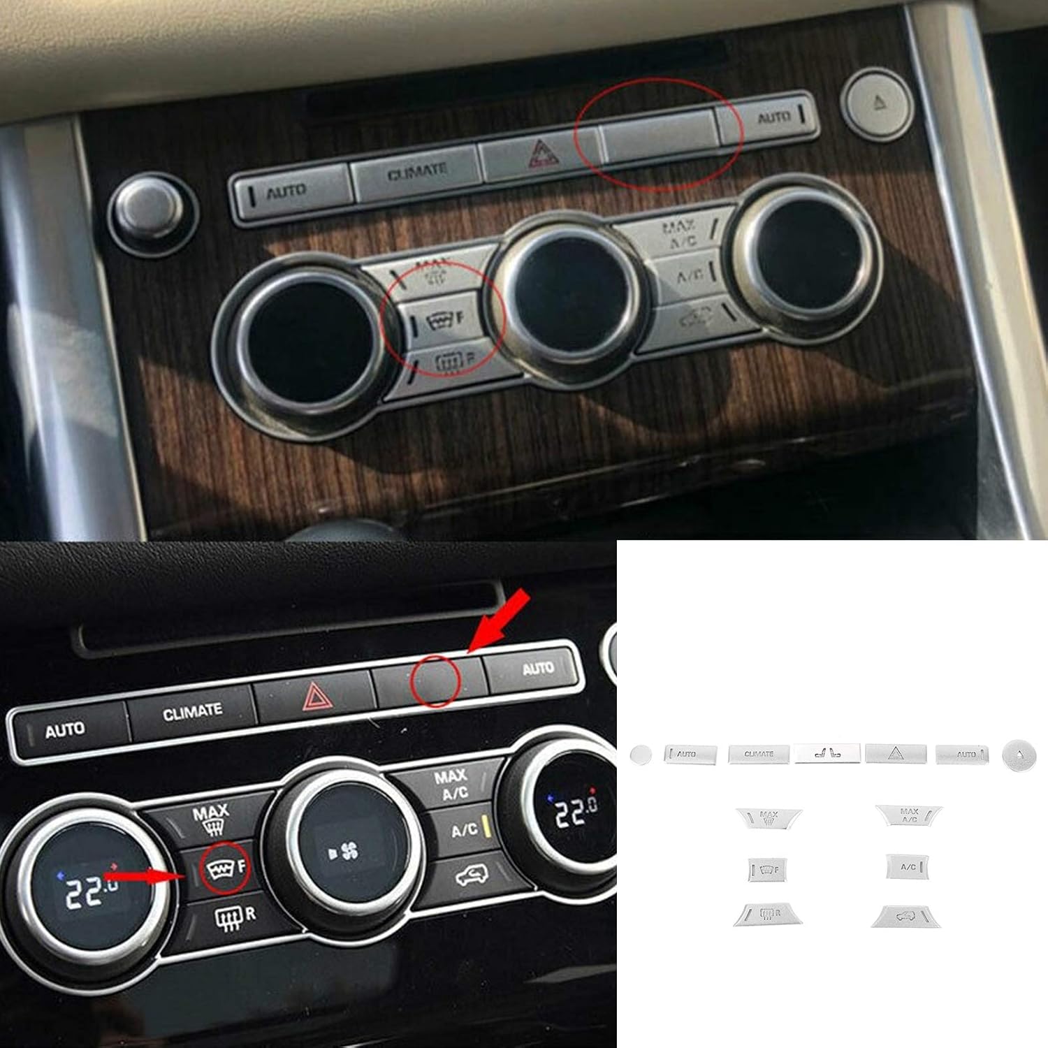 Car Air Conditioner Button Sticker, 13 Pcs/Set Car Center Console Button Sticker Air Conditioner Button Cover Trim Fit for Sport 2014‑2017