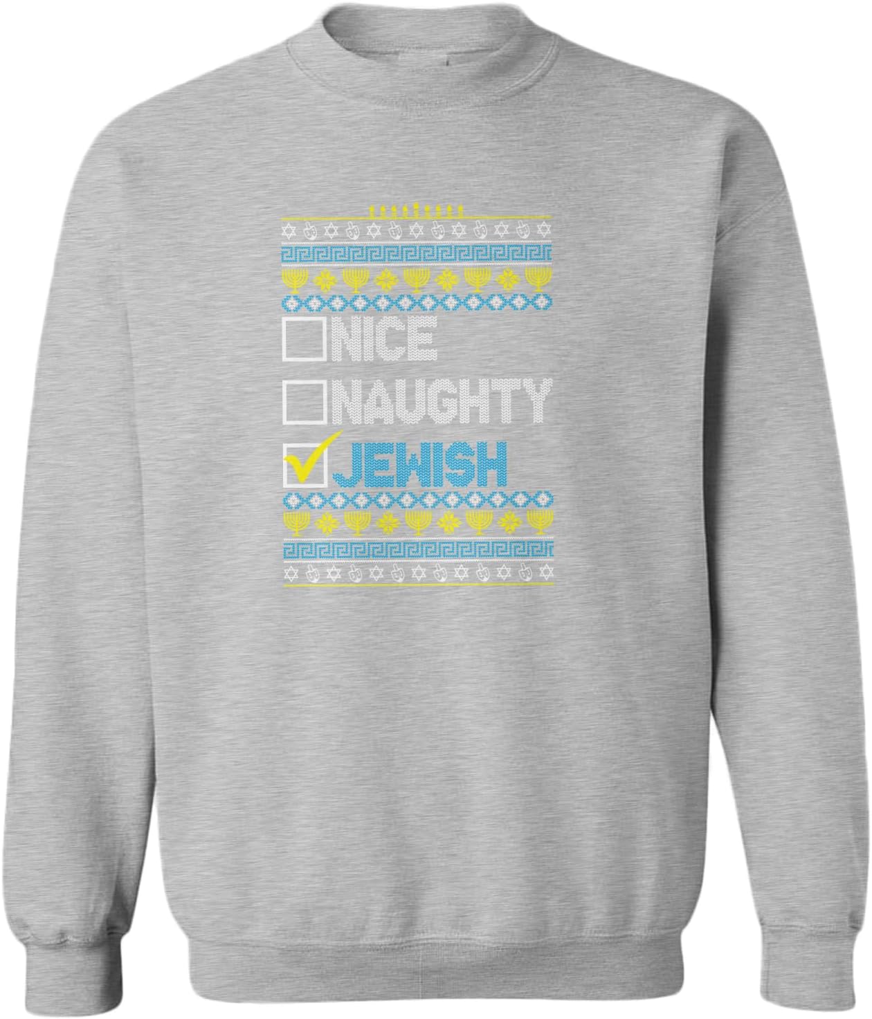 Haase Unlimited Nice Naughty Jewish Hanukkah Funny Ugly Toddler Fleece Crewneck Sweater