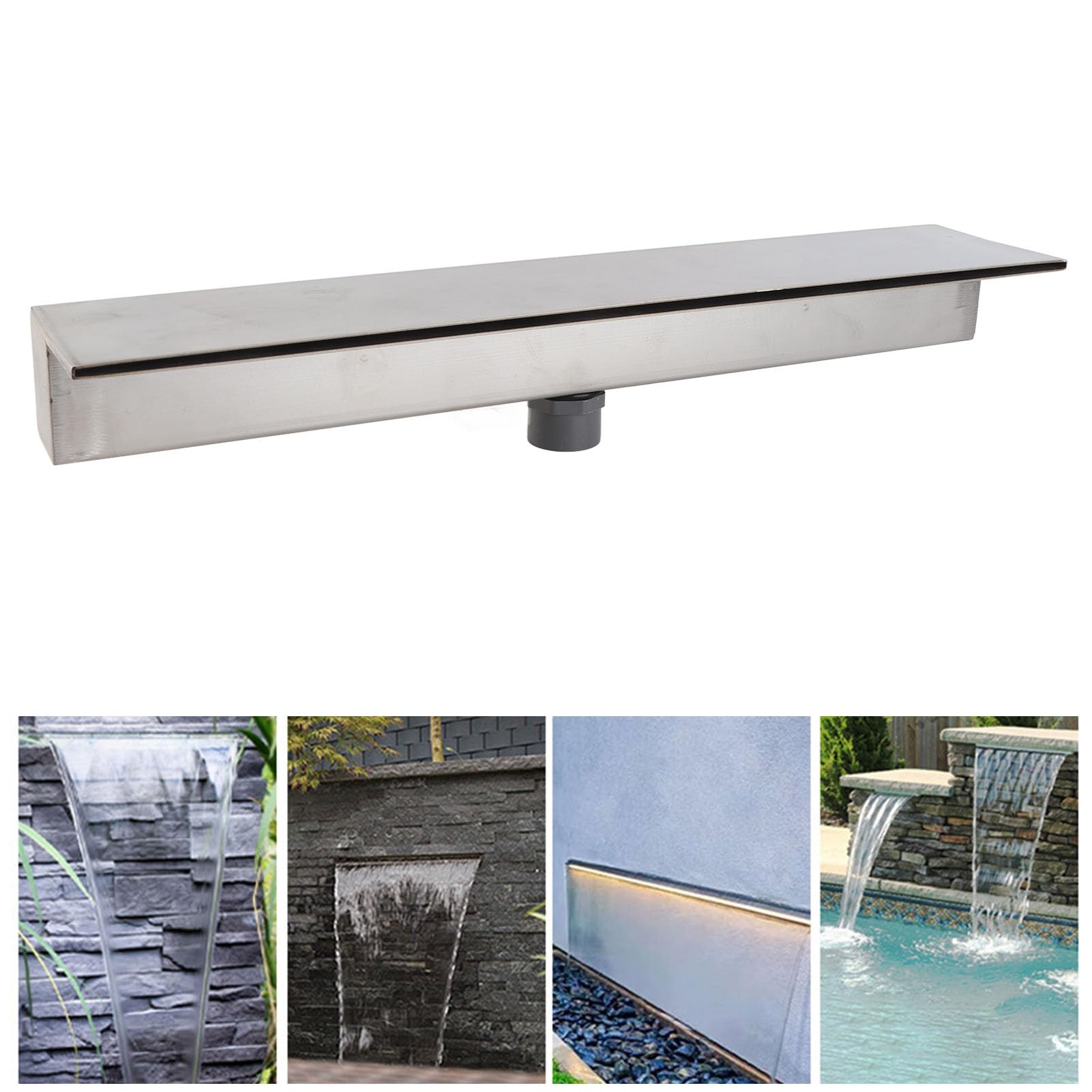 Aliviadero de Cascada Acero Inoxidable 304, 500MM | Elegante, Decoración de Jardín, Piscina, Patio, Fácil Instalación, Para Villa