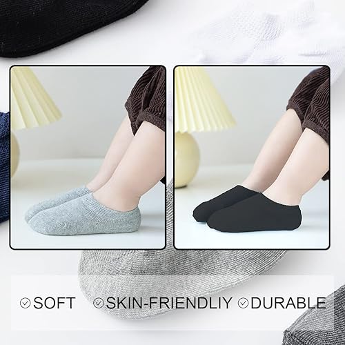 Miniatura 6 de Marchare Calcetines invisibles de algodón antideslizantes de corte bajo para niñas y niños pequeños, paquete de 610 pares