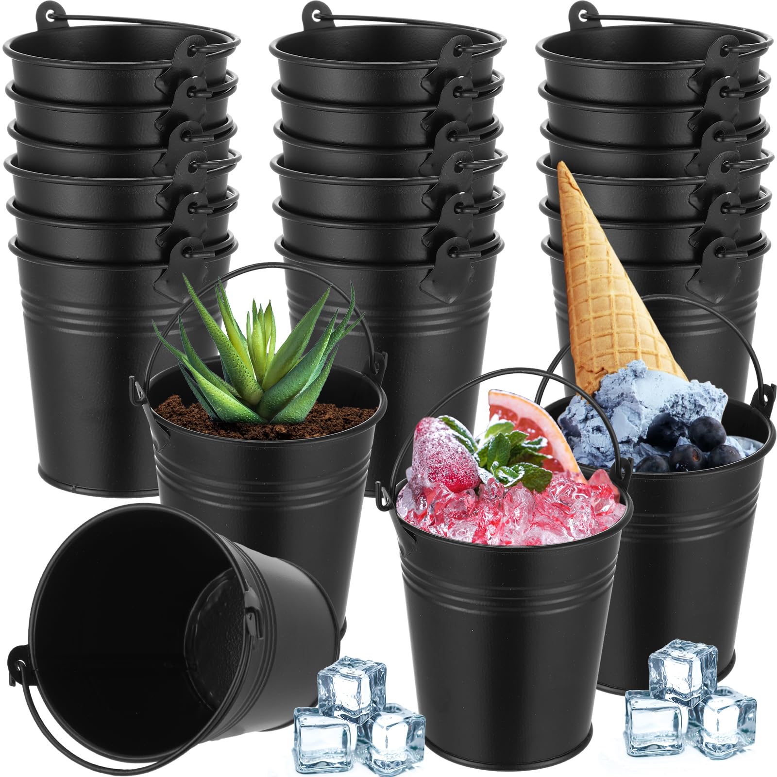 Party Favor Containers 50 Pack Mini S - 2.1 Inch Galvanized Tin Pails ...