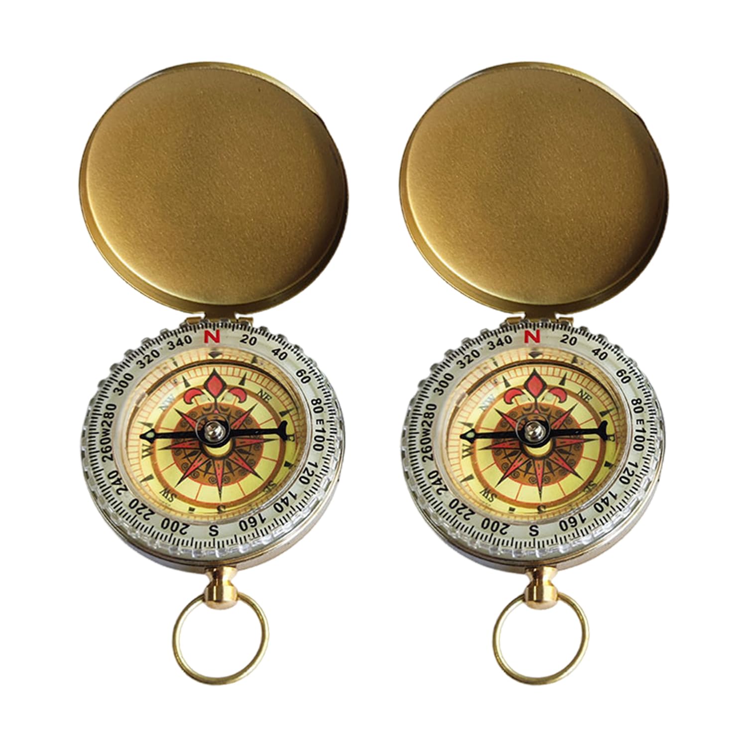 OODJVN 2 Pieces Of Clamshell Outdoor Compass, Multi-Function Luminous Compass, Portable Waterproof Supplies, Suitable For Camping, Hiking, Cycling.