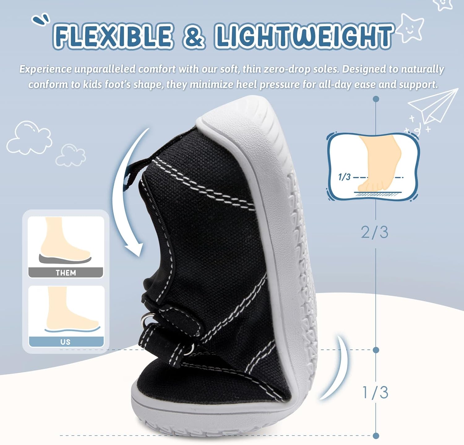 Kids Wide Toe Box Barefoot Shoes Breathable Comfy Summer Canvas Sneakers | Toddler Boys/Girls Zero Drop Minimalist Outdoor Activities Walking Running Shoe - Image 4