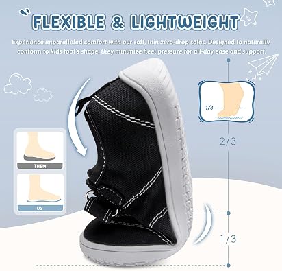 LEDINEY Kids Wide Toe Barefoot Shoes