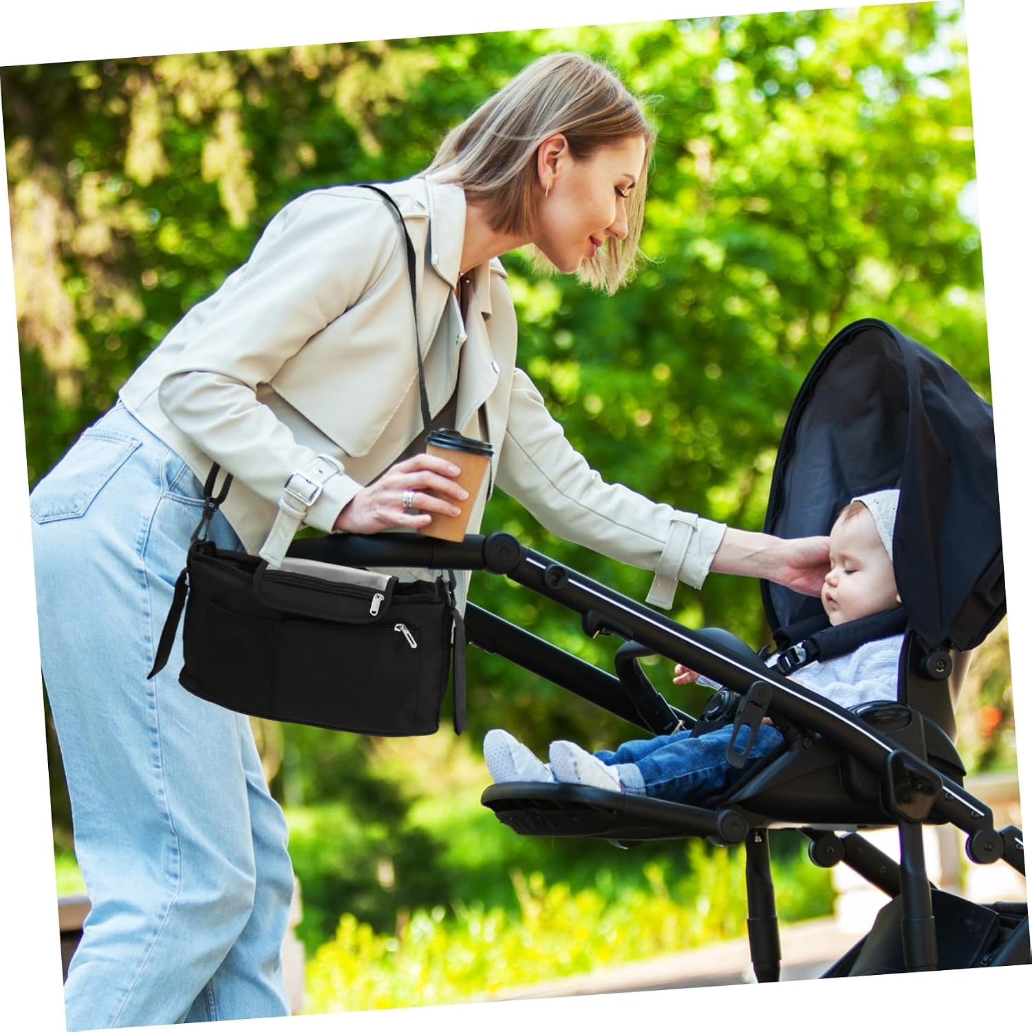 Abaodam Stroller Organizer Bag Multi-pocket Design Stroller Accessory for Enhanced Organization and Easy Access Material for Parents The Go